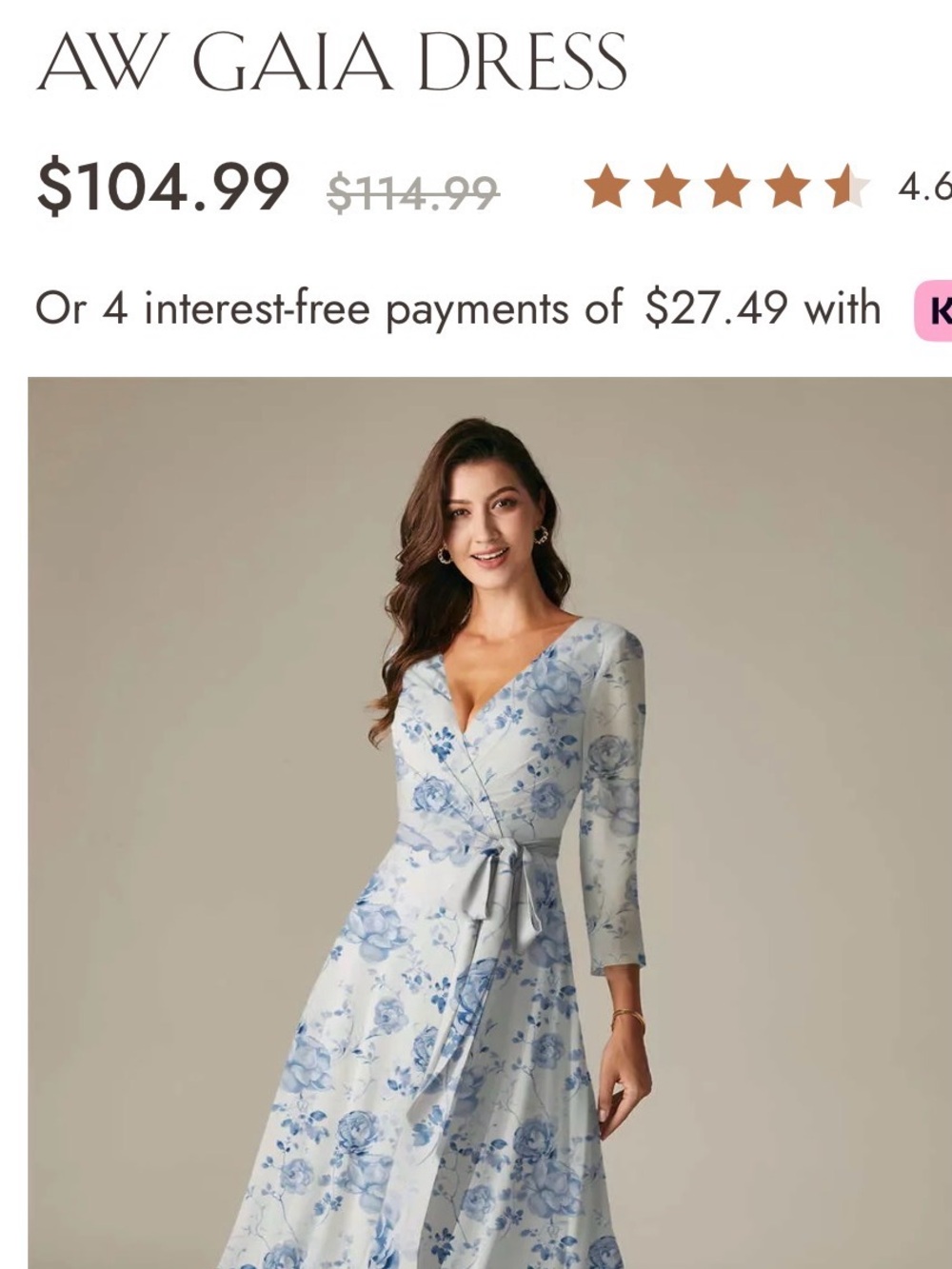 Gaia Long Sleeve Wrap Dress in Light Blue Floral - size 8 NWT